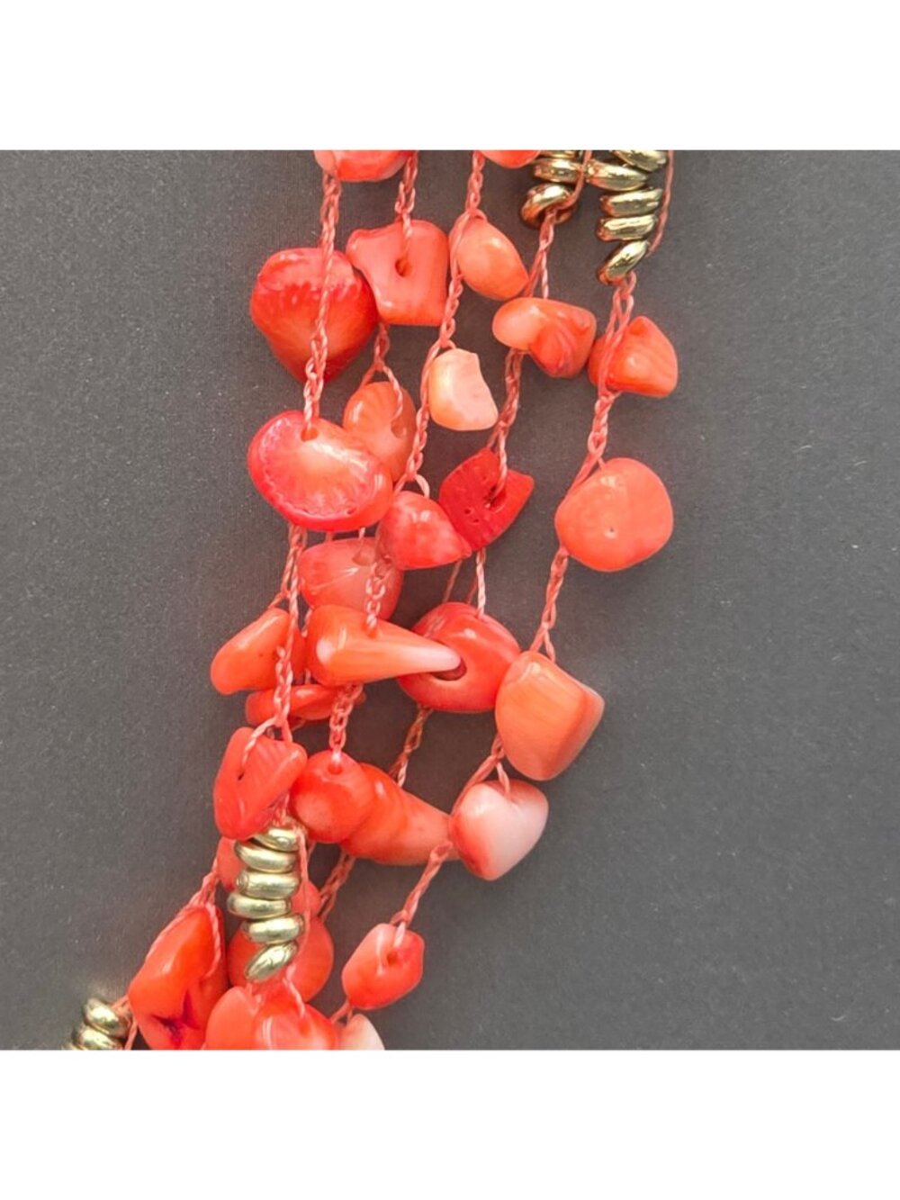 Kenneth Cole Coral Chip Necklace 28" Multi Strand Statement - Picture 3 of 10